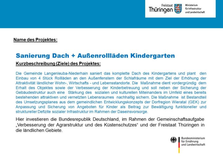 Kindergarten Langenleuba Dachsanierung+Außenrollladen